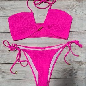 Shein Halter Tie Side Bikini Swimsuit - Pink - Size M - New Missing Tag